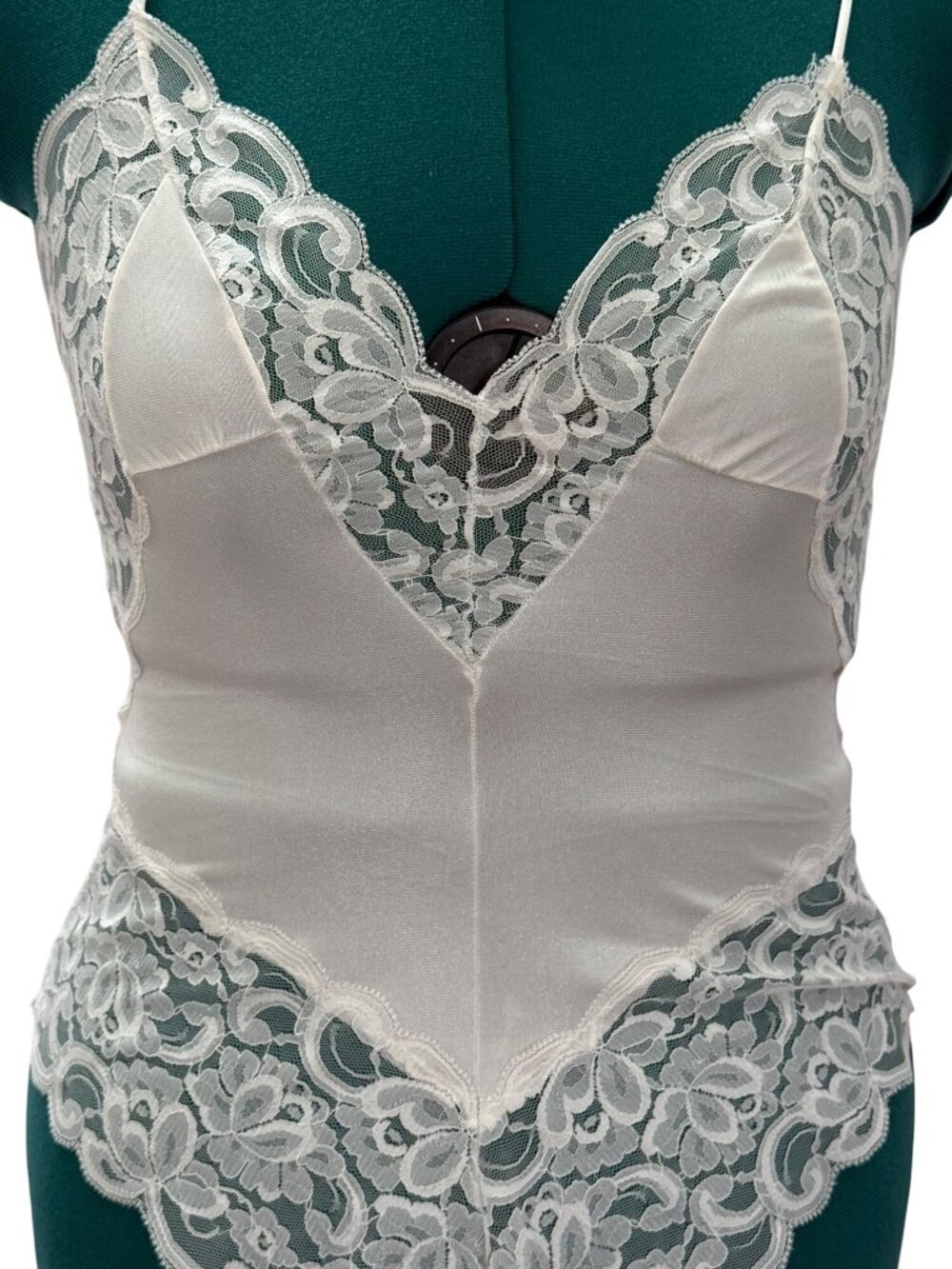 Vintage Slip Interludes by CIRA White Lace Satin Teddy Bodysuit Lingerie Medium - Picture 6 of 16